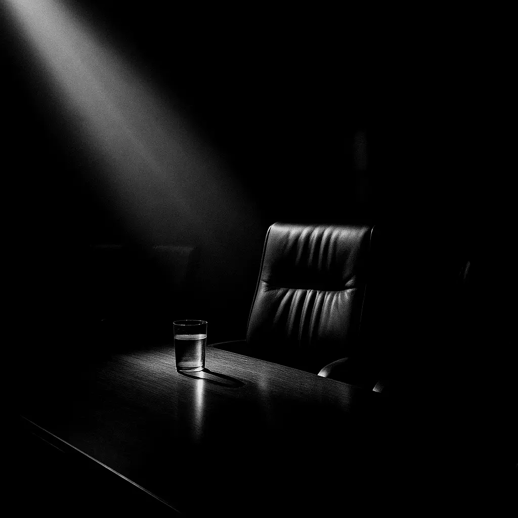 Leerer Raum als Sinnbild wirtschaftlicher Verantwortungslosigkeit.